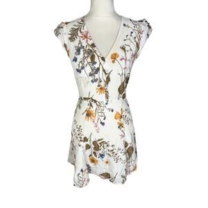 Reformation Deven Floral Print Ruffle Sleeve Mini Dress in Frolic Size 2